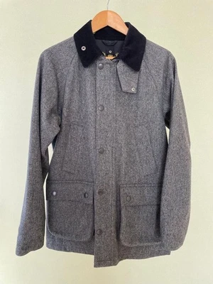 Barbour Wool Jacket Size 38 Medium Gray Corduroy Collar Excellent Condition - Image 1 of 4