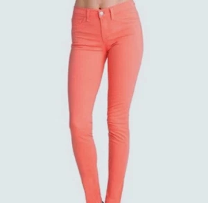 J BRAND Coral Peach 811 MID RISE SKINNY LEG IN KUMQUAT Soft Brushed Jeans Sz 28 - Picture 1 of 6