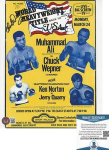 BOXER CHUCK WEPNER SIGNED 8x10 PHOTO ROCKY MUHAMMAD ALI FIGHTER BECKETT COA BAS - Picture 1 of 1