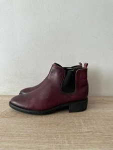 M&S Unisex Ault Burgundy Leather Pull On Chelsea Boots UK(6) EU(39) OLS-BT078 - Picture 1 of 8