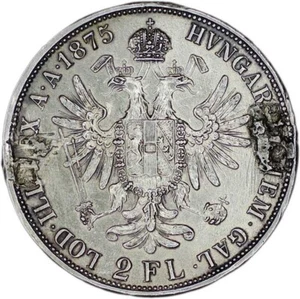AUSTRIA coin 2 Florin 1875 VF Very Fine - Picture 1 of 7