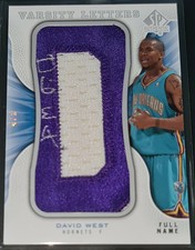 David West 2008-09 SP Authentic VARSITY LETTERS Patch Autograph Card (#'d 4/8)