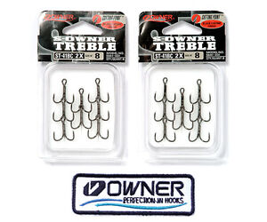 Owner Treble Hook ST 41BC #8 CuttingPoint Black chrome hooks + 1 Owner's patch