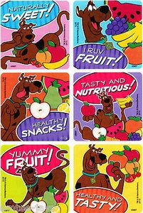 Scooby Doo Fruity Snacks Stickers  x 6 - Rewards Favours Teacher Birthday Loot - Picture 1 of 1