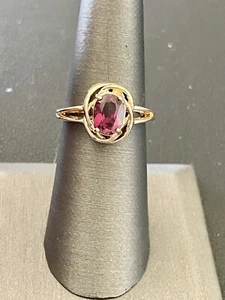 14k Yellow Gold 1.6CT Rubellite Tourmaline Ring. Size 6.25 (X129) - Picture 1 of 8