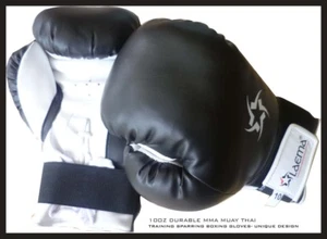 10OZ BLACK PROSTYLE TRAINING GYM MMA THAI KICK BOXING GLOVES + FREE Hand Wraps - Picture 1 of 4