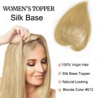 #613 Ash Blonde Virgin European Human Hair Topper for Women Skin Base Hair Piece
