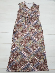 TU Summer Maxi Dress Size 16 Multi Tribal Empire Waist Sleeveless Casual Long - Picture 1 of 8
