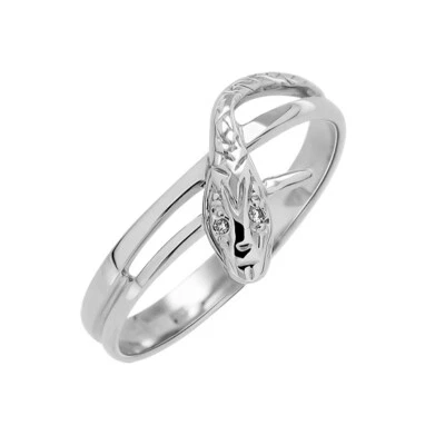 NEU Schlangenring Damenring aus 925 Silber Damenring Ring mit Diamant 0,01ct  - Bild 1 von 3
