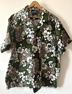 Vintage Blue Planet Hawaiihemd XL Rindenstoff / Kokosnuss Muschelknöpfe - Bild 1 von 6