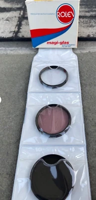 Juego de 3 filtros fotográficos Rolev Magi-Glas estuche de cuero transparente de 49 mm usado Foto 1 de 4