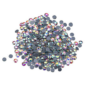 Hot-Fix Iron-On Flat-Back Beads Rhinestones White Clear Crystal AB Multi Sizes