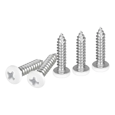 METALLIXITY 100Pack #8x3/4" White Screws 304 Stainless Steel Pan Head Phillips Screw