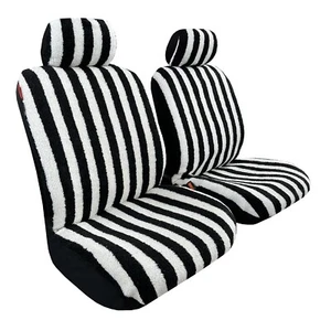 Faux Sheepskin Fur Seat Covers Black White Stripe For IVECO DAILY - Picture 1 of 3