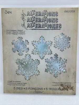 Sizzix Thinlits Dies PAPER SNOWFLAKES 660059 Tim Holtz Alterations 5 Dies Rare - Image 1 of 4