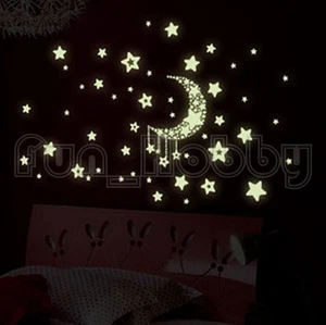 Glow Stickers Moon and Star Glow In The Dark Stickers Cute Moon and Star - Picture 1 of 2