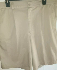 Nike Golf Fit Dry Mens Size 34 Pleated Golf Shorts Khaki - Picture 1 of 9