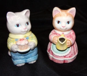 Kitten Cat Creamer and Sugar Avon Vintage 1991 Country Pur-Fection - Picture 1 of 7