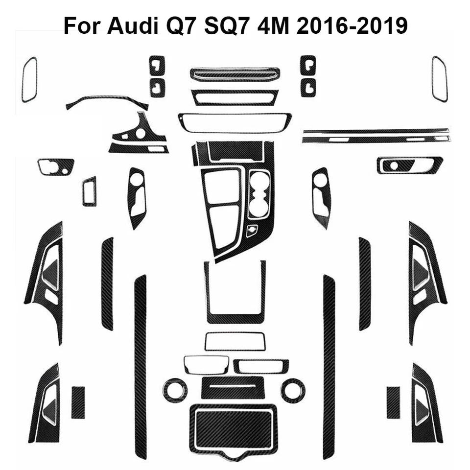 Kit de cubierta interior completo de fibra de carbono 60 piezas para Audi Q7 AQ7 4M 2016-2019 Foto 1 de 4