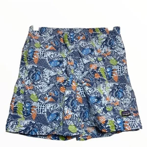 Patagonia Baggies Shorts Water Repellent Graphic Blue Orange Lime Green XL 14 - Picture 1 of 6
