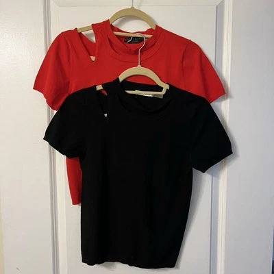 2 Suéteres Alice & Olivia Para Mujer M Negro Rojo Tejido Manga Corta Clásicos Prendas para el torso Foto 1 de 4