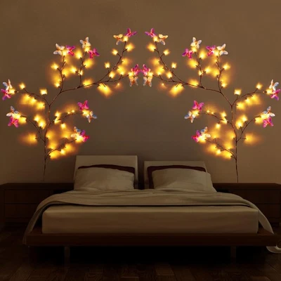 2 Juegos de Luces de Vid de Sauce Encantadas Mariposa 3,94 pies 48 LED Decoración de Navidad Foto 1 de 4