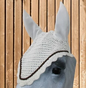 Eskadron Fliegenohren, Fliegenhaube, Fliegenmütze, weiß-braun, Gr. Pony, FLECKEN - Bild 1 von 3