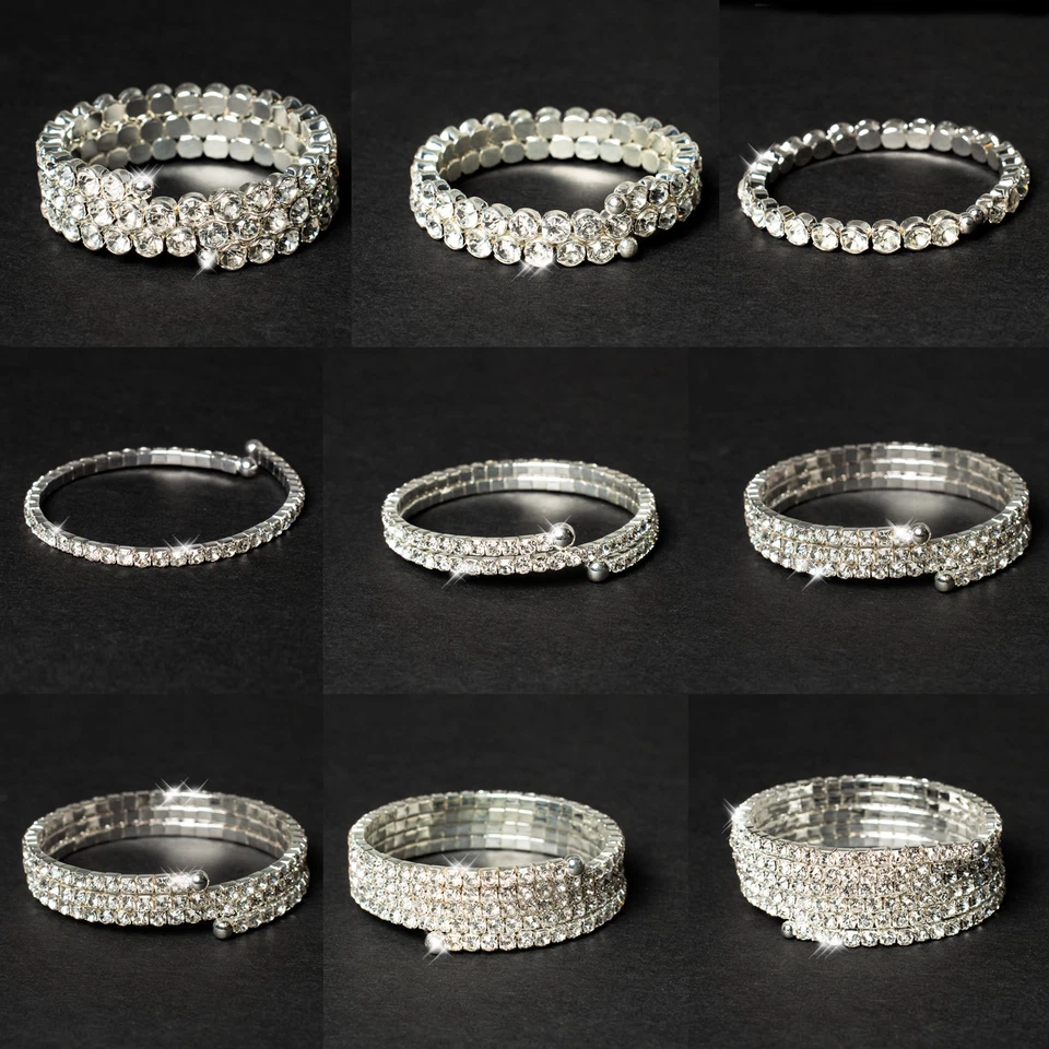 Armband Wickelarmband Strassarmband Strass Armschmuck Armreif Silberfarben Neu - Bild 1 von 1