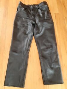 Xelement B7400 Men's 'Classic' Black Fitted Leather Pants Lined Size 30