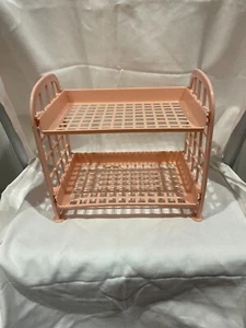 Cosmetic Organizer Rack Bathroom Counter Storage Tray 2 Tier Standing Pink - Picture 1 of 3