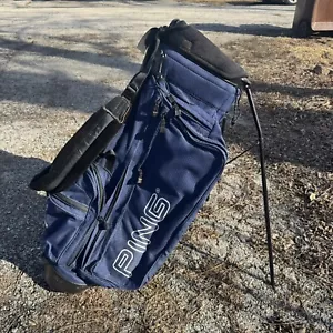 Ping Hoofer 2 Dual Strap Stand Carry Bag Navy Blue Used W/Top Head Cover - Picture 1 of 7