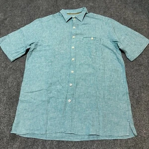 Terrirory Ahead Hemd Herren Large Tall Blau Leinen Knopfleiste Kragen Kurzarm - Bild 1 von 12