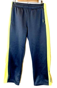 Reebok Track Pants Youth Large Gray Neon Wide Stripe Athletic Fleece Lined - Picture 1 of 9