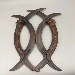 Double Dragon Copper Mace A Pair of Antique Collection Copper Ornaments - Picture 1 of 8