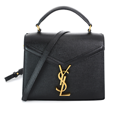 Saint Laurent Cassandra Mini Top Handle Bag Grano de Poudre parche de cuero en relieve en