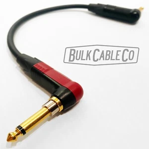 12" - Cable de guitarra silencioso Mogami 2524 - extremos de ángulo recto neutro - tapones dorados - Imagen 1 de 10