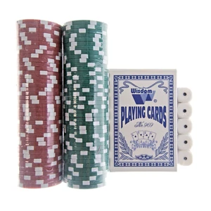 Carte da gioco da collezione, 100 chip da poker e 5 dadi - NUOVO - Foto 1 di 6