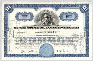 1941 Bond Stores Incorporated Vintage 100 Aktien Stammaktienzertifikat - Bild 1 von 2