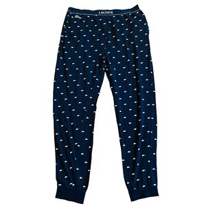Lacoste Sleepwear Pants Sz L Blue Mens Adult All over Print LOGO