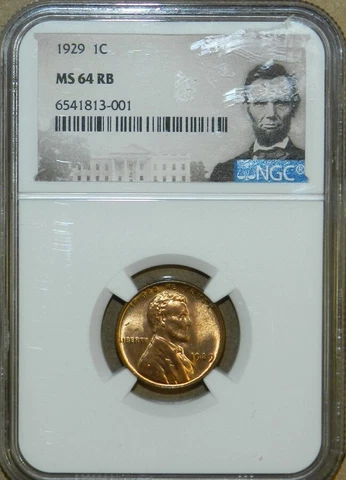 1929 P Lincoln Wheat Cent MS 64 Red / Brown RB - NGC  UNC BU [9] Cover