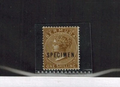 Bermuda 1883 QV SG 29a 1S Bistre w/ SPECIMEN OVPT MNH GEM - Image 1 of 2