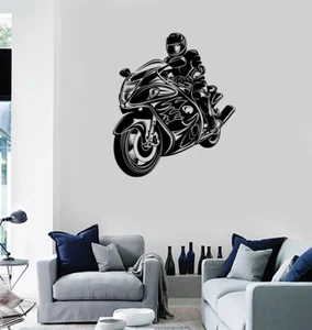 Vinyl Decal Wall Sticker Biker Riding a Motorcycle Sport Bikers Emblem (n1313) - Picture 1 of 3
