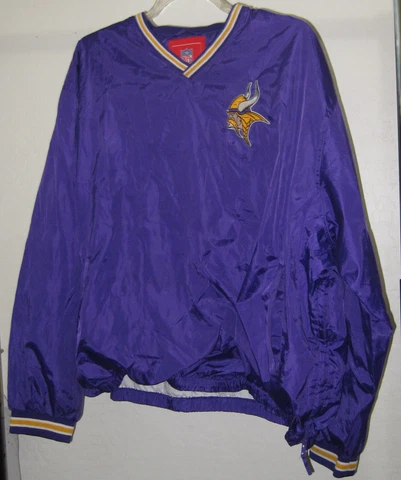 Minnesota Vikings NFL Purple Pullover V-Neck Windbreaker Size 2XL Cover