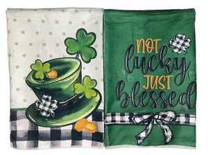 Shamrock Happy St. Patrick's Day Kitchen 2 PC Towels Dish , 18x26 Inch NEW - Picture 1 of 4