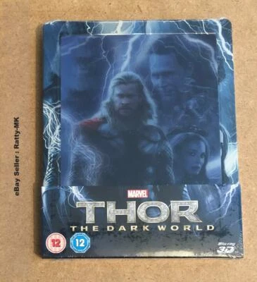 THOR : THE DARK WORLD - UK EXCLUSIVE LENTICULAR 3D + 2D BLU RAY STEELBOOK - NEW - Image 1 of 3