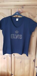 Black Cotton Tshirt With Elvis rhinestone XL