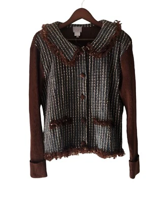 Cárdigan Berek verde azulado con borde de encaje botón asiento delantero para mujer talla XL NUEVO Foto 1 de 4