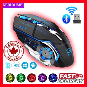 Bluetooth 5.2 & 2.4G Wireless Gaming Mouse 3600DPI Dual Mode Rechargeable Optic - Picture 1 of 7