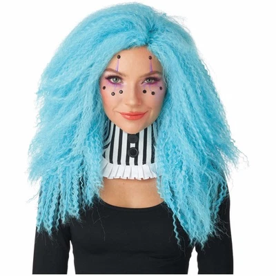 Crimped N Kooky 蓝色小丑马戏团压接角色扮演成人女式服装假发 — 第 1/3 张图片