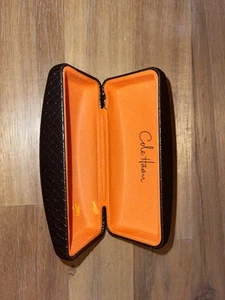 Cole Haan Men's Eyeglass Hard Cases Dark Leather Weave Pattern - Picture 1 of 6
